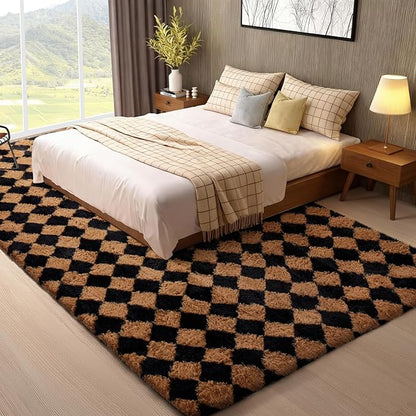 Ophanie 8x10 Black & Beige Diamond Checkered Rugs - Image 3