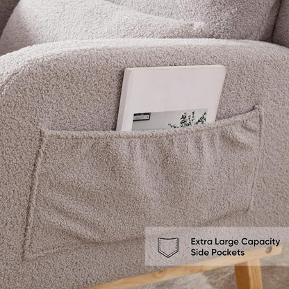 HCHAIRH Rocking Chair Nursery, Sherpa Nursing Rocking Chairs, Upholstered - Image 6