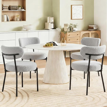 DUMOS Dining Chairs Set of 4, Mid Century Modern Chair Round Upholstered Curved by DumosLifestyle