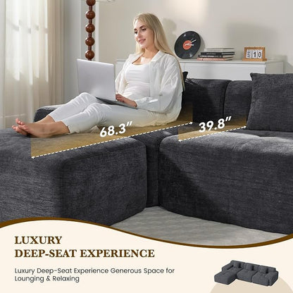 158" U Shaped Convertible Modular Couch, Cloud Couch Sectional - Image 7