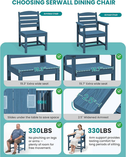 SERWALL Patio Dining Sets for 6 Person, HDPE Dining Set - Image 5