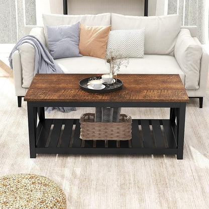 ChooChoo Black Coffee Table, Rustic Vintage Table - Image 3