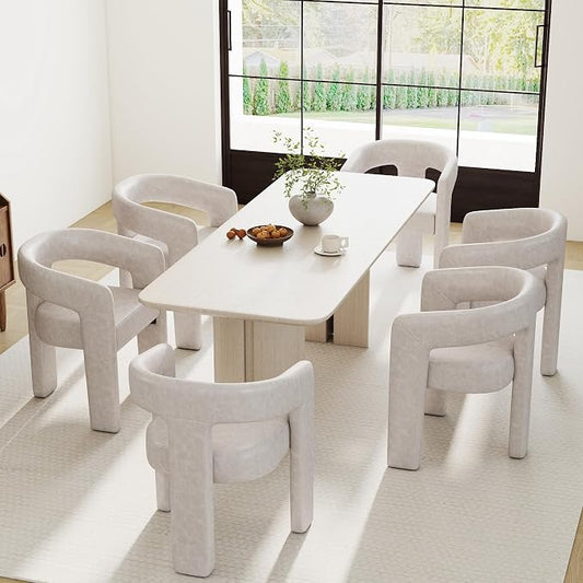RIVOVA Modern Barrel Dining Chairs Set of 6, PU Leather Upholstered Accent Side by RIVOVA
