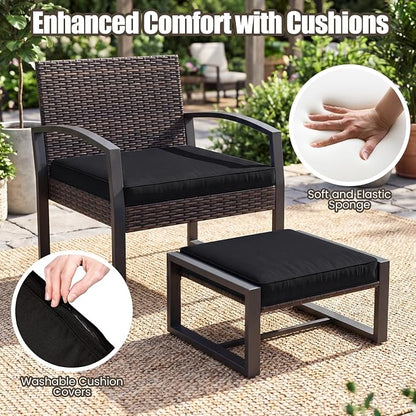 Tangkula 5 Pieces Wicker Patio Conversation Set, Outdoor PE Rattan Chair - Image 7