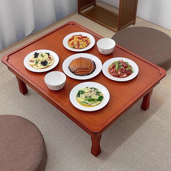 Low Folding Coffee Table, Japanese Style Solid Wood Floor Table - Image 5