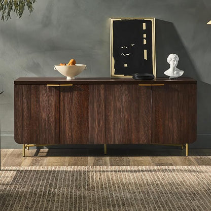 Walker Edison Reema Fluted 4-Door Kitchen Sideboard Buffet Console, 69 Inch - Image 4