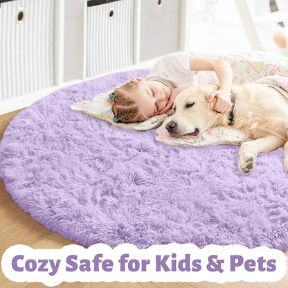 Amdrebio Light Purple Large Round Rugs 6Ft - Image 3
