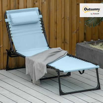 Outsunny Folding Chaise Lounge Chair, Patio Sun Tanning Chair, Outdoor Chaise - Image 2