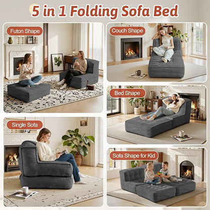 5-in-1 Convertible Folding Sofa Bed, Frameless Convertible Couch - Image 3