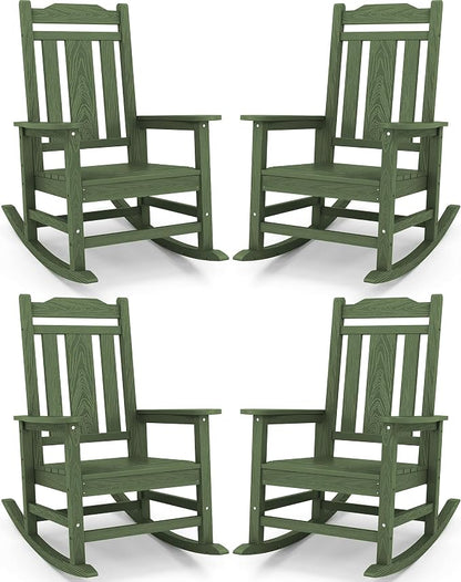 SERWALL Oversized Rocking Chair Set of 4 Outdoor, HDPE Outdoor Rocking Chair by SERWALL