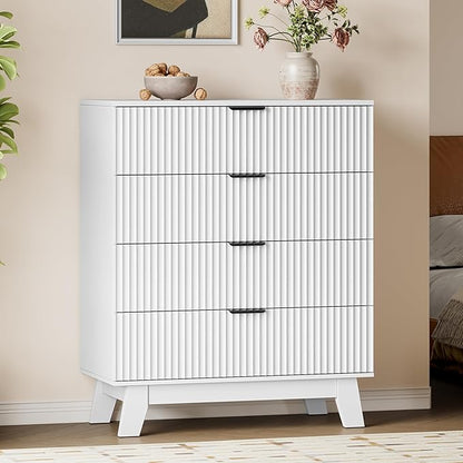 BORNOON 39" Tall Dresser for Bedroom, 4-Drawer Fluted Chest of Drawers by BORNOON