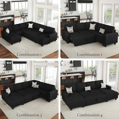 Belffin Corduroy Fabric Ottoman - Image 5
