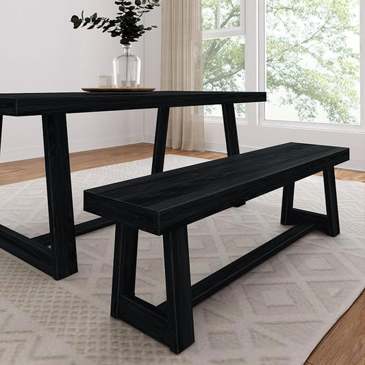 Plank+Beam 60 Inch Farmhouse Dining Bench, Solid Wood Entryway Bench, Wooden by PlankBeam
