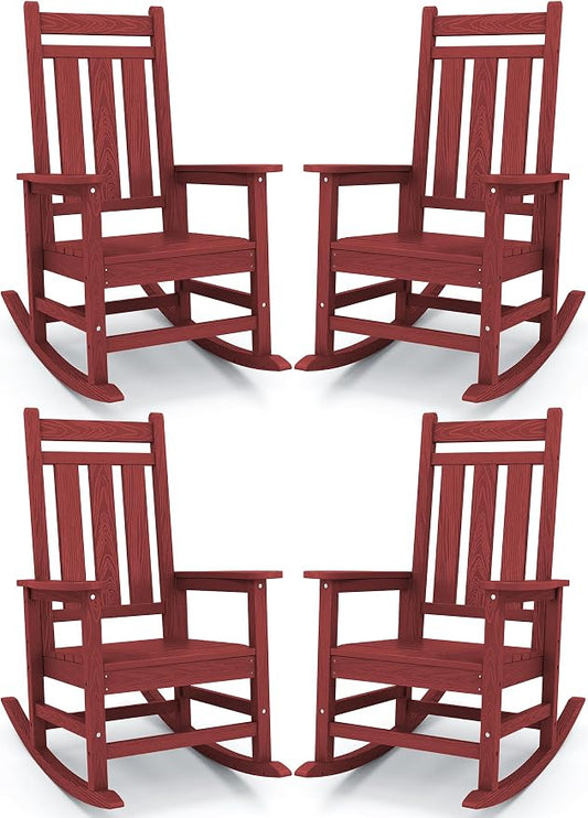 KINGYES Oversized Outdoor Rocking Chair Set of 4, All-Weather Patio Rocking by KINGYES