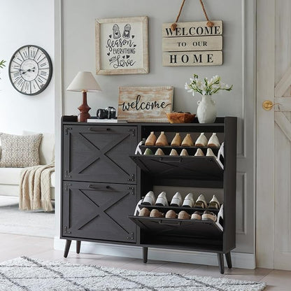 Barnyatoh Shoe Storage Cabinet, Farmhouse Shoe Organizer by Barnyatoh