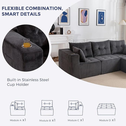 MAXYOYO Modular Sectional Sofa Couch, L Shaped Modern Cloud Couch - Image 5