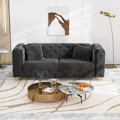 DAMAIFROM 75" Sofa Couch Mid Century Modern Velvet Couch Tufted Button Sofa - Image 6