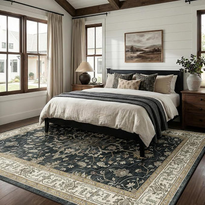 RELEANY Area Rugs 8'x10' Washable Non-Slip, Floral Vintage Distress Print - Image 2