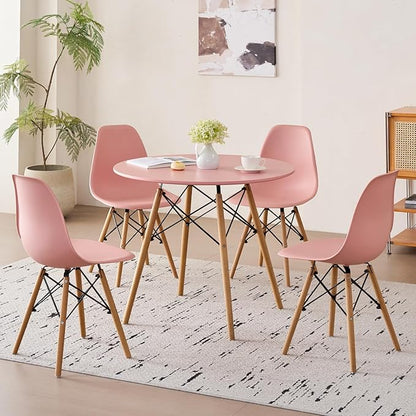 5-Piece Round Dining Table Set, Small 31.5" Kitchen Table Chairs Set of 4 Space by LECAFURHL