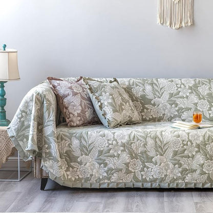 GLORY SEASON Sofa Cover Luxury Jacquard Stylish Embroidery Ruffle, Vintage Sofa - Image 7