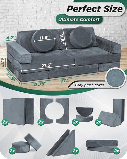 Lunix LX15 14pcs Modular Kids Play Couch, Design-Patent Child Sectional Sofa - Image 2