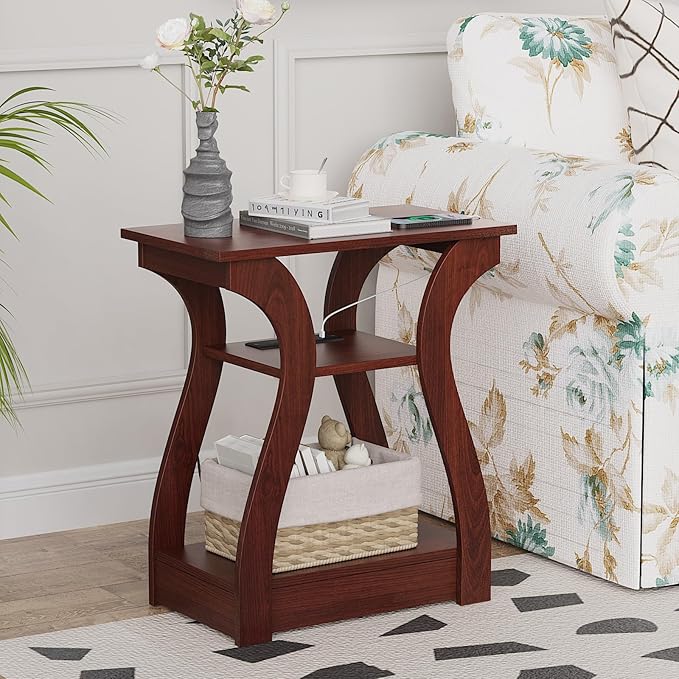 FROMJBEST End Tables Living Room Set of 2, Cherry End Table - Image 5