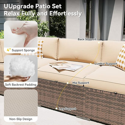 Aoxun Patio Furniture Set, 11 Piece Outdoor Sectional Sofas - Image 2