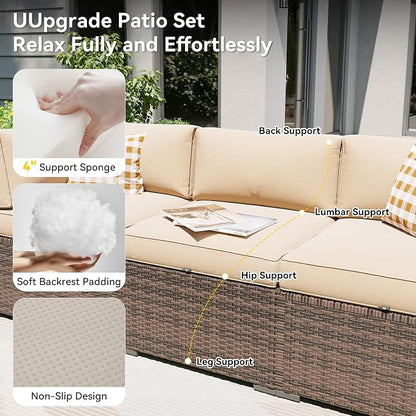 Aoxun Patio Furniture Set with Umbrella, 8 Piece Outdoor Sectional Sofas - Image 3