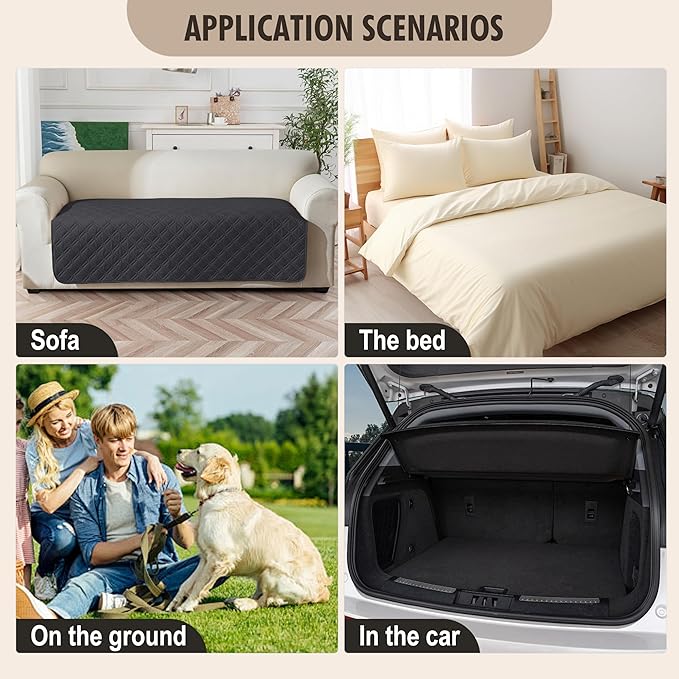 Genina Waterproof Couch Cover, Washable Anti-Slip 78inch Sofa Covers - Image 6
