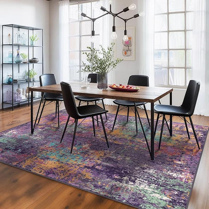 RELEANY Washable Area Rugs 9'x12' Non-Slip Modern Abstract Soft - Image 2