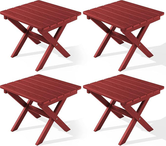SERWALL Folding Outdoor Side Table Set of 4, Small Adirondack Side Table by SERWALL