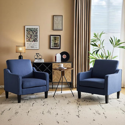VINGLI Navy Blue Accent Chairs for Living Room, Line Comfy Upholstered Chair - Image 3