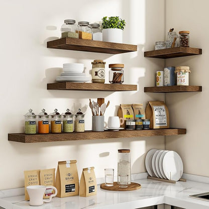 Acovy 16 Inch Floating Shelves, Wooden Shelves - Image 7