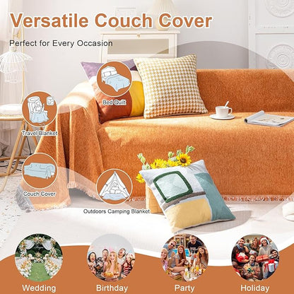 VClife Couch Cover Bohemian Orange Sofa Covers - Image 4