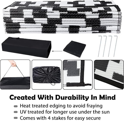 SAND MINE Waterproof Outdoor Rug 9x18 ft, Plastic Straw Rug, Modern Area Rug - Image 4