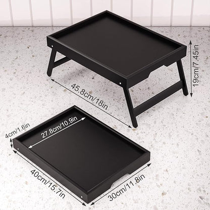 Fibogollo 4 Pack Bamboo Bed Tray Table - Image 2