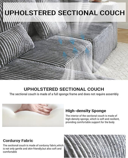110” Modular Sectional Sofa, Cloud Sectional Couch - Image 3