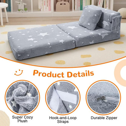 MeMoreCool Kids Tri-Fold Sofa Bed – Glow Star Floor Mattress & Foldable Futon - Image 7