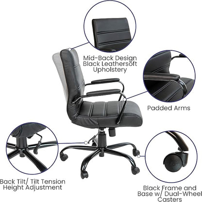 Flash Furniture Whitney Mid-Back Swivel LeatherSoft Desk Chair - Image 4