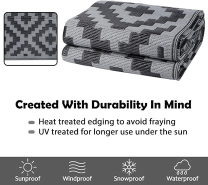 SAND MINE Waterproof Outdoor Rug 5x8 ft, Plastic Reversible Rug, Modern Area Rug - Image 4