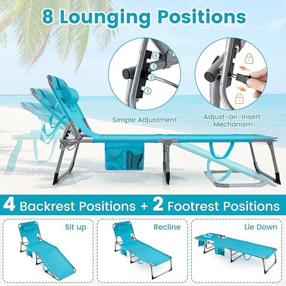 Goplus Tanning Chair, Folding Adjustable Patio Lounge Chair - Image 4