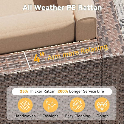 Aoxun 7 Piece Patio Furniture Set, All-Weather Wicker Outdoor Furniture 6 Seats - Image 3