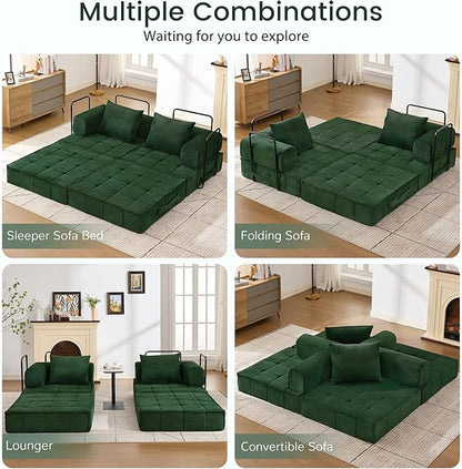 Korser Folding Convertible Sofa Bed, Corduroy Upholstered Boneless Couch - Image 4