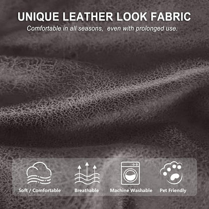 ANARACHON Leather Look Loveseat Recliner Cover, 6-Pieces Stretch Dual Recliner - Image 5