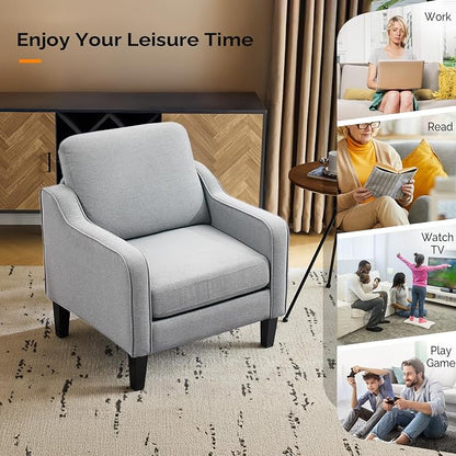 VINGLI Accent Chairs for Living Room, Line Comfy Upholstered Sofa Chair Mid - Image 8