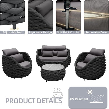 TWT Outdoor Patio Furniture Set-5 Pieces Aluminum Sectional Sofa, Metal Patio - Image 5