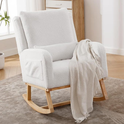 HCHAIRH Rocking Chair Nursery, Sherpa Nursing Rocking Chairs, Upholstered - Image 8