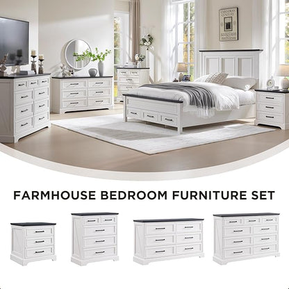 ACCOHOHO Farmhouse Nightstands Set of 2, 22 Inch Wide End Table - Image 4