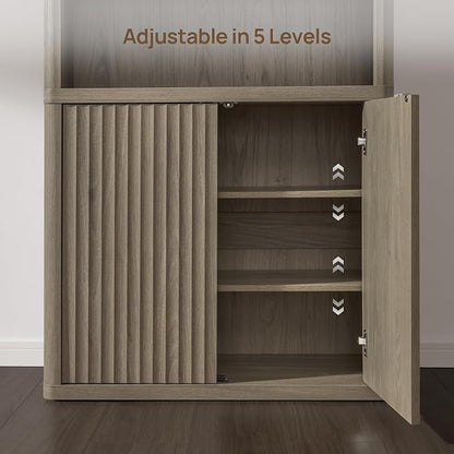 SICOTAS Book Shelf with Doors 71" Tall 6 Tier Bookshelf with Adjustable Shelves - Image 5