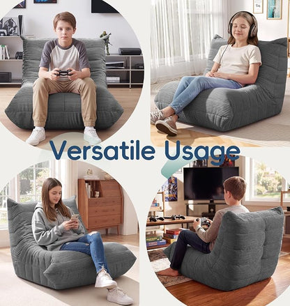 Hobestluk Bean Bag Chair with Memory Foam Ultra Soft Faux Fur Fabric Ergonomic - Image 5